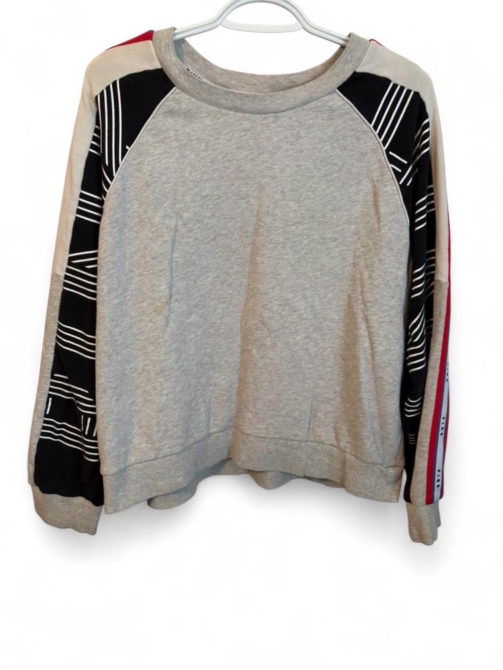 Victoria's Secret PINK Grey Crewneck Sweatshirt with Black Logo Trim